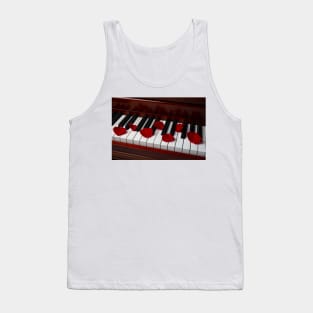 Red Rose Petals On Piano Keys Tank Top